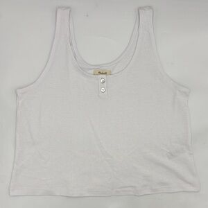 Madewell Pointelle Henley Tank Top in Eyelet White